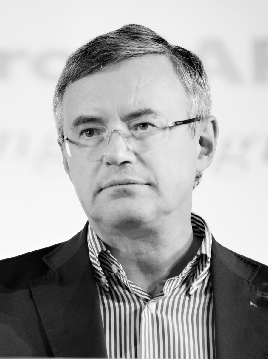 Ritratto dello storico Alessandro Barbero al Festival della Comunicazione di Camogli nel 2015